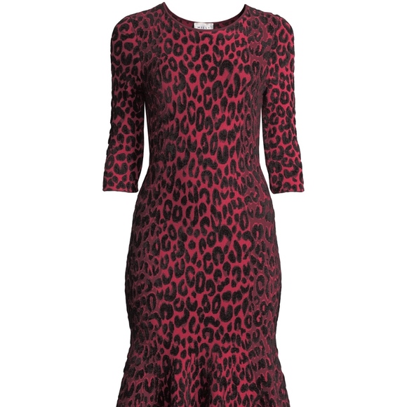 New Milly Leopard Animal Print Mermaid Midi Dress - Picture 5 of 5